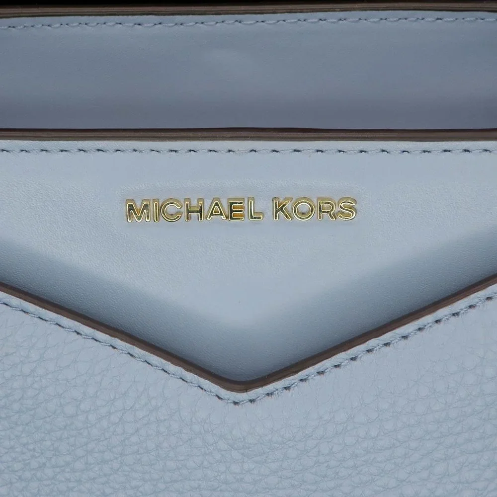 Michael Kors Small Whitney Purse Pebbled Blue Leather Tote Shoulder Bag - Picture 5 of 8